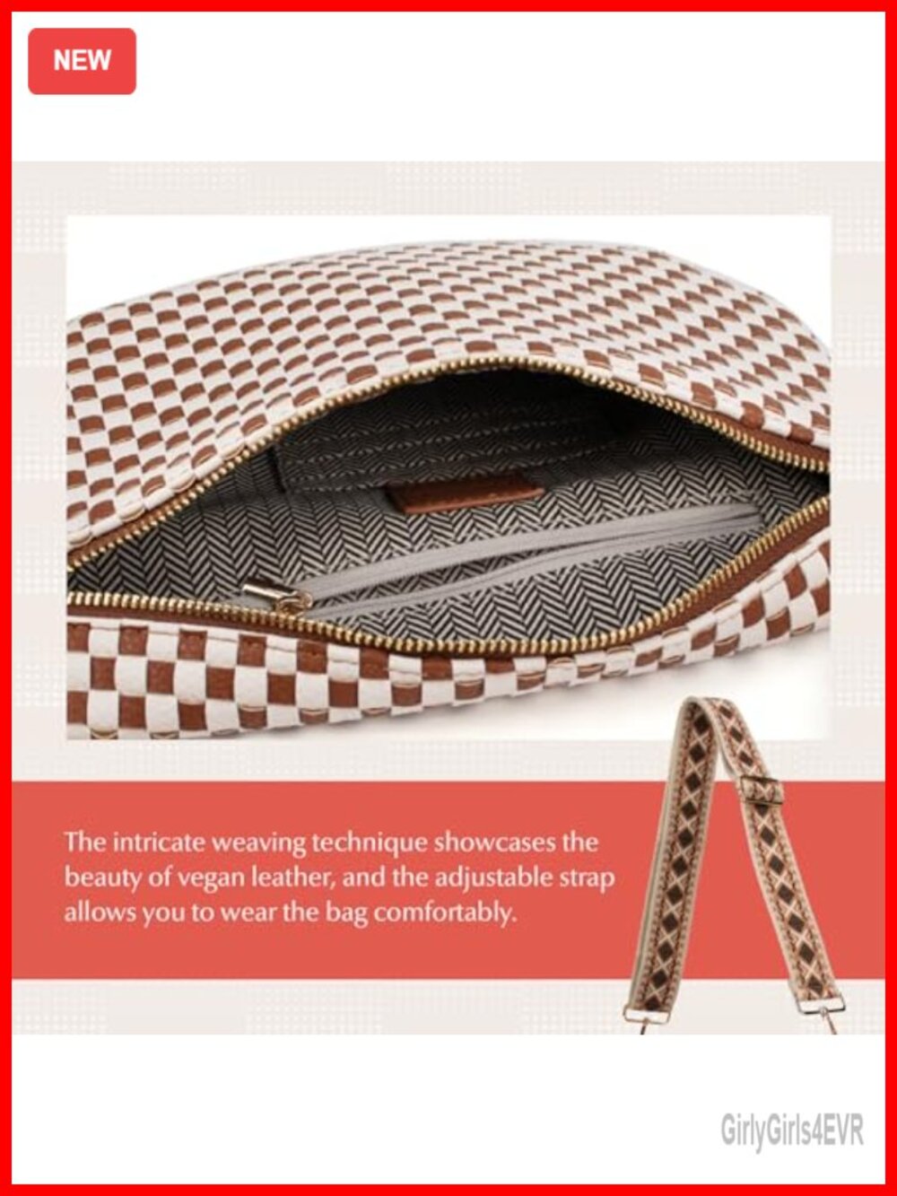 Woven Crossbody Bum Bag with Adjustable Strap Hands-Free Festival Bag - Picture 3 of 6